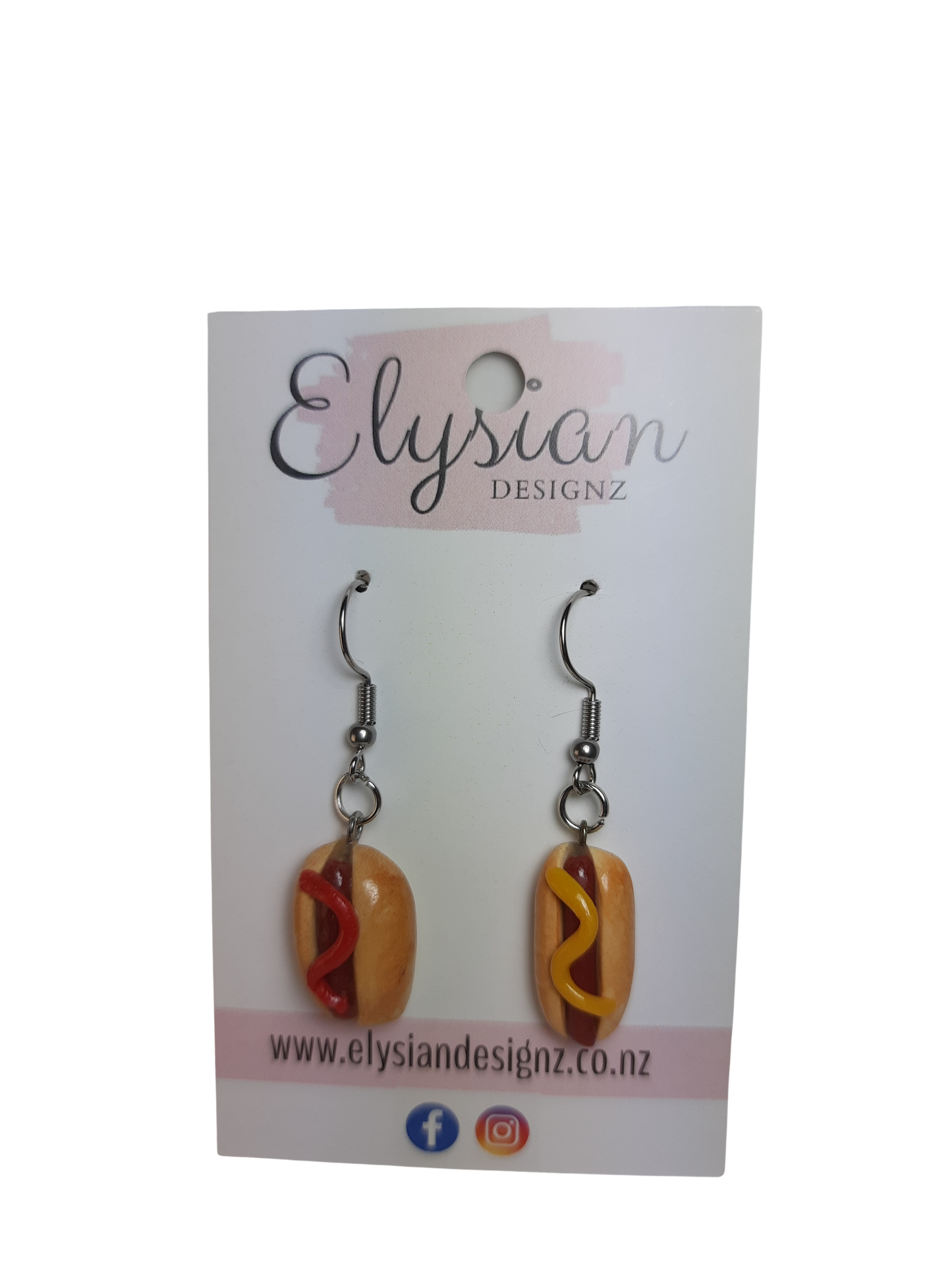 Hot Dog Dangle Earrings | Handmade Polymer Clay NZ