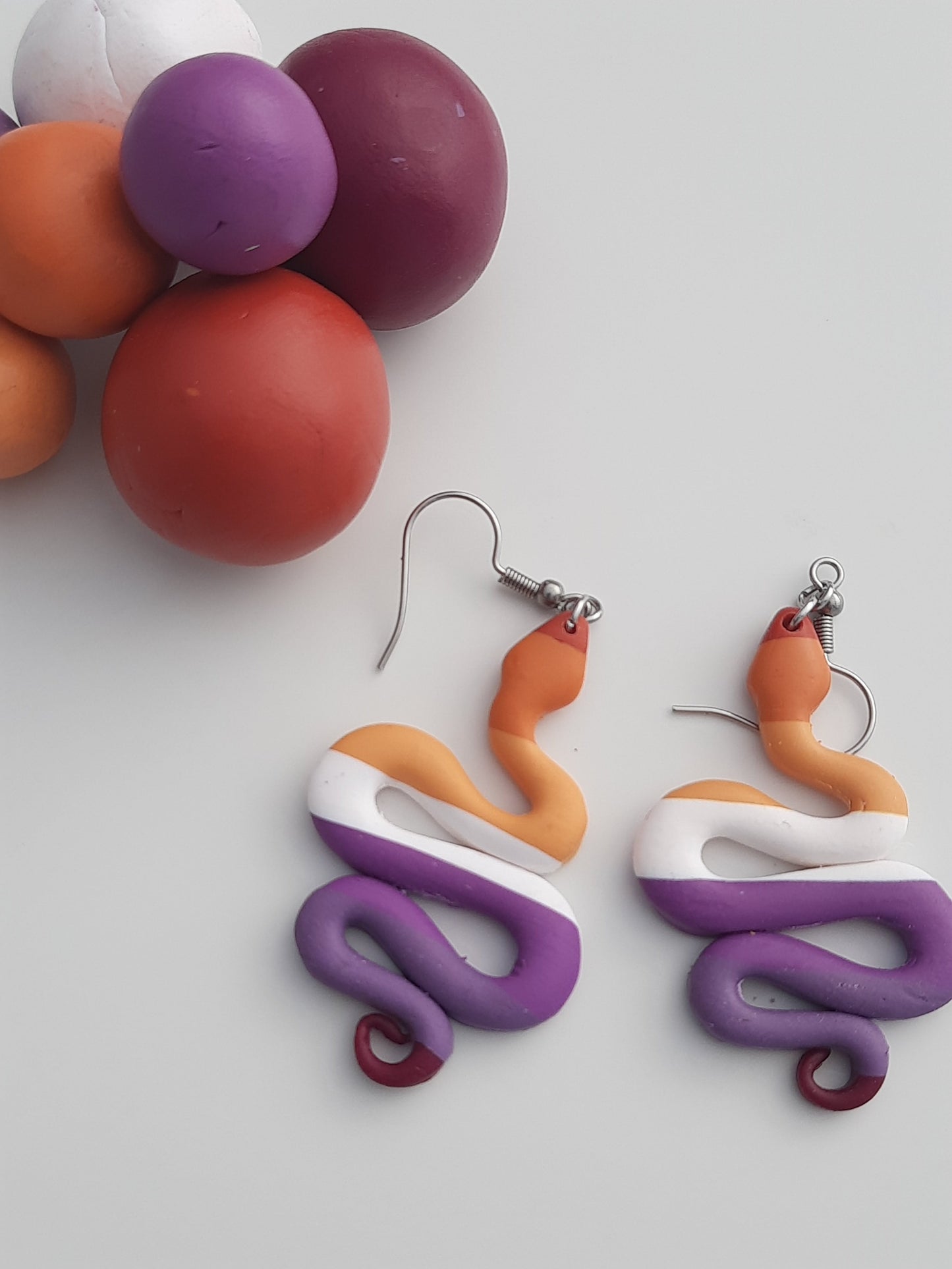 Lesbian Snake Danglies - NZ Polymer Clay Earrings