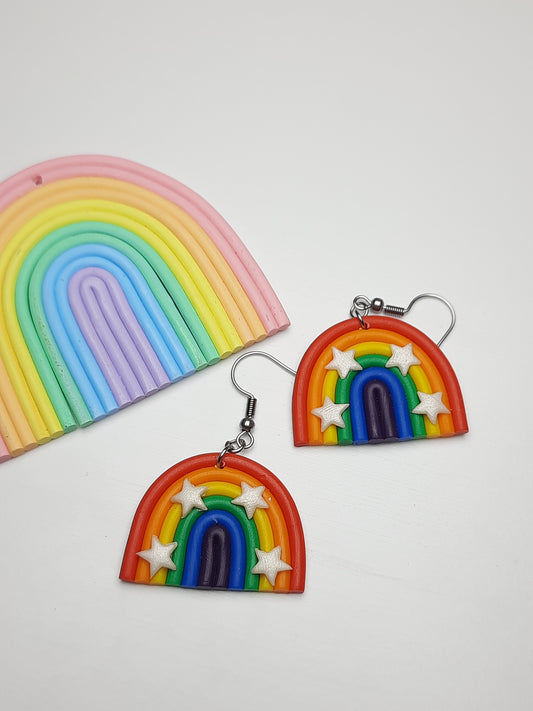 Rainbow Danglies - NZ Polymer Clay Earrings