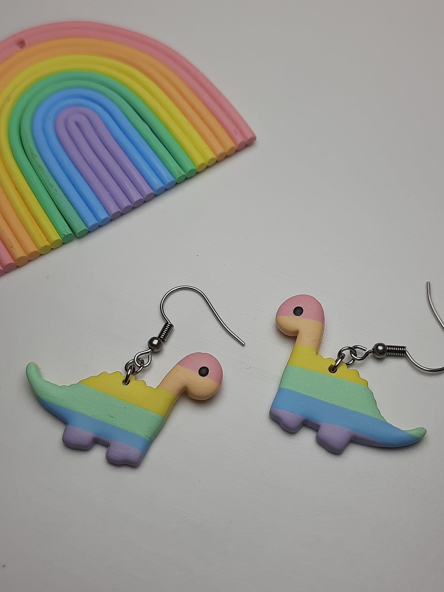 Rainbow Dinobabies 2 - Pastels - NZ Polymer Clay Earrings