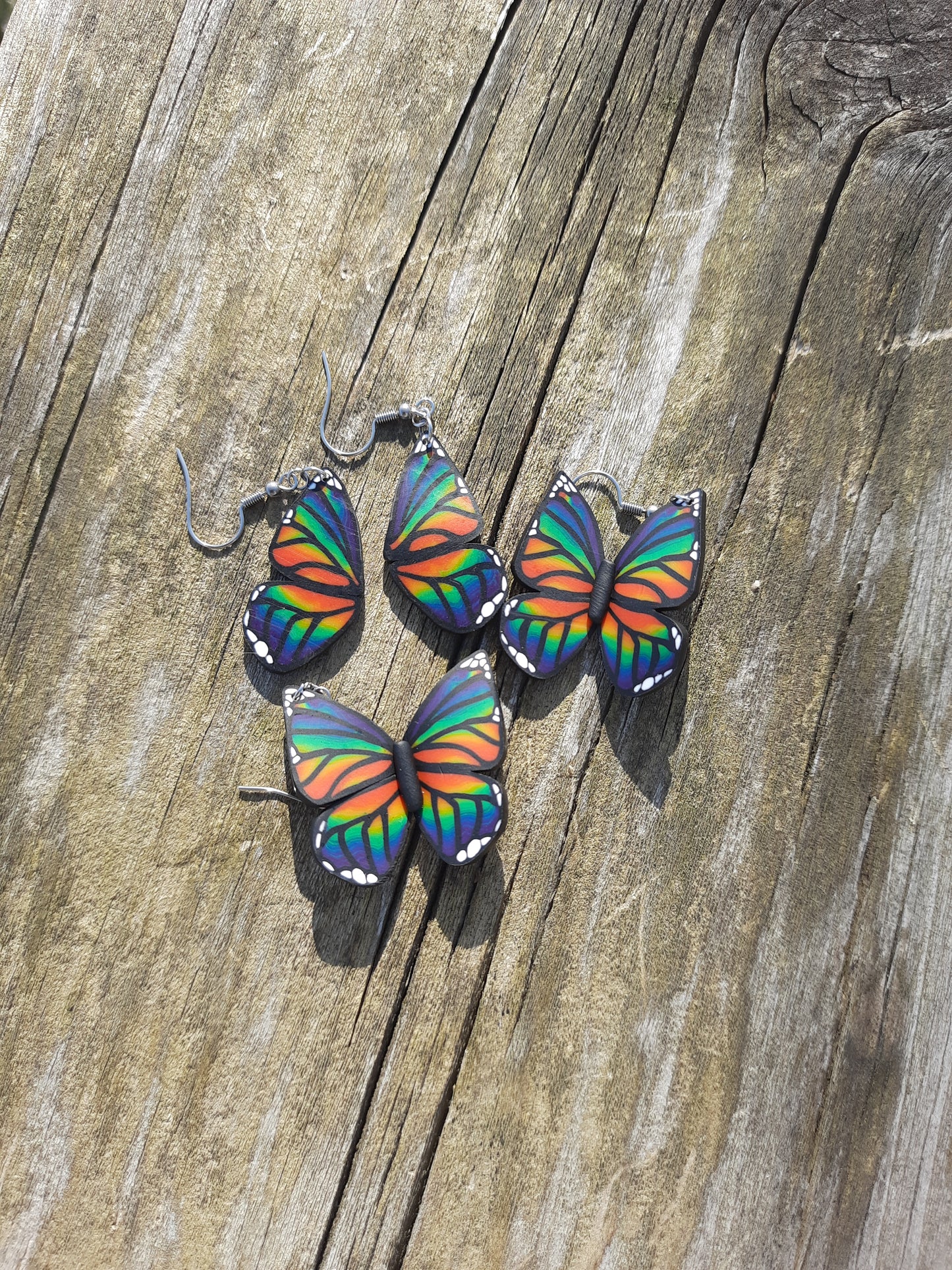 Rainbow Butterflies - NZ Polymer Clay Earrings