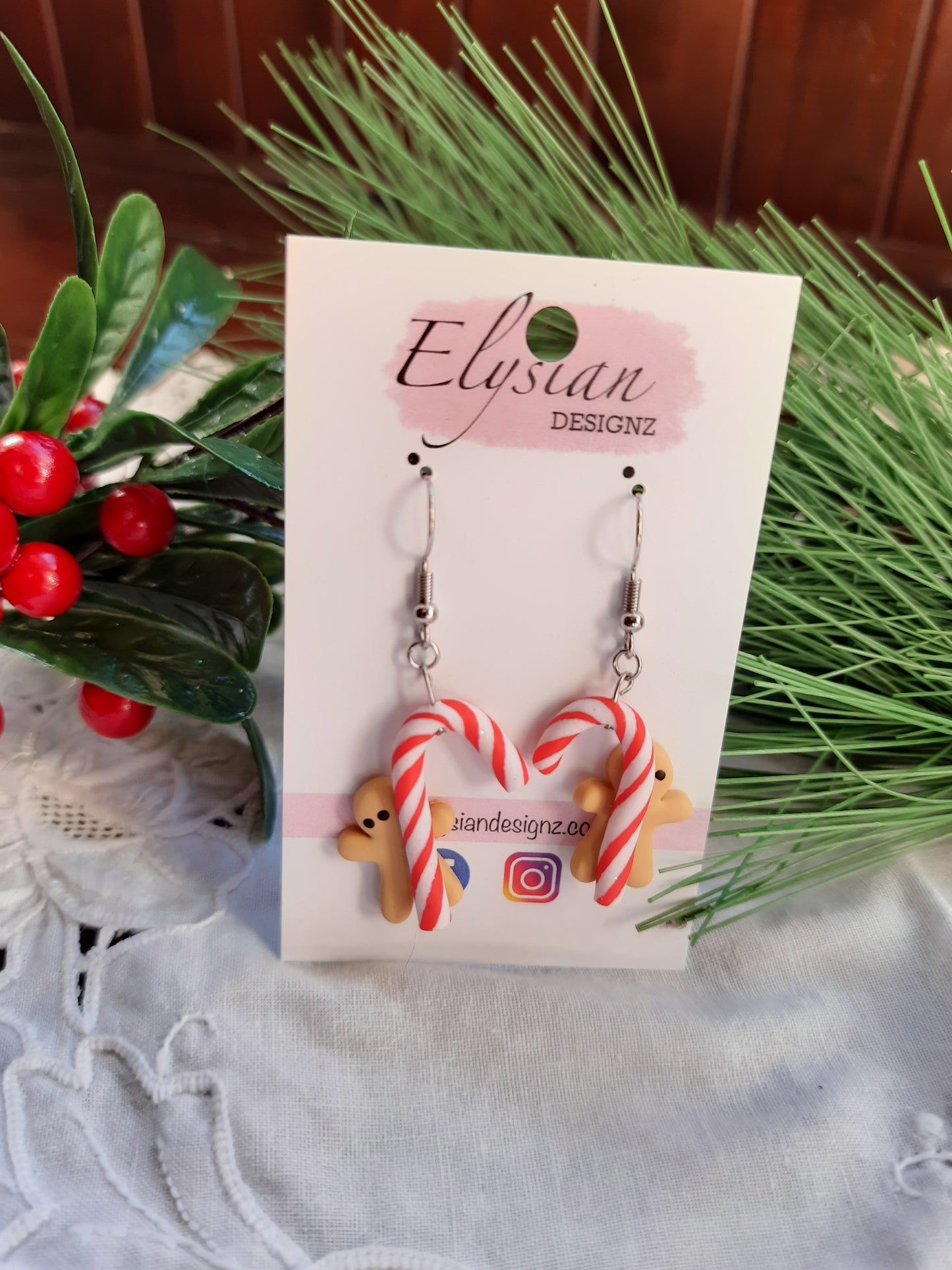 Candy Cane Danglies – NZ Polymer Clay Earrings