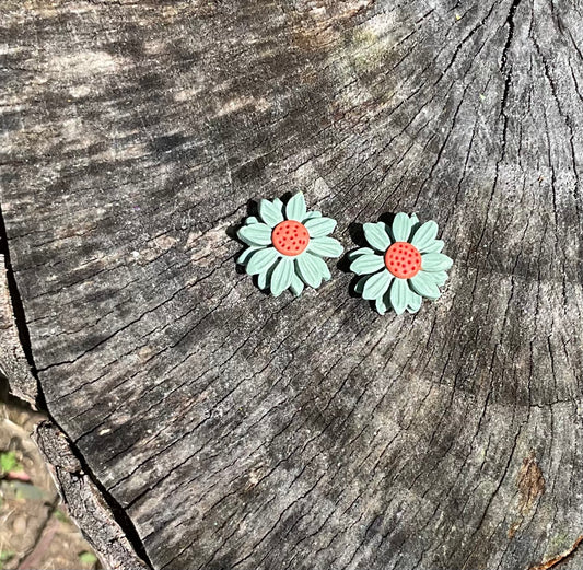 Ember Daisies – Polymer Clay Earrings NZ