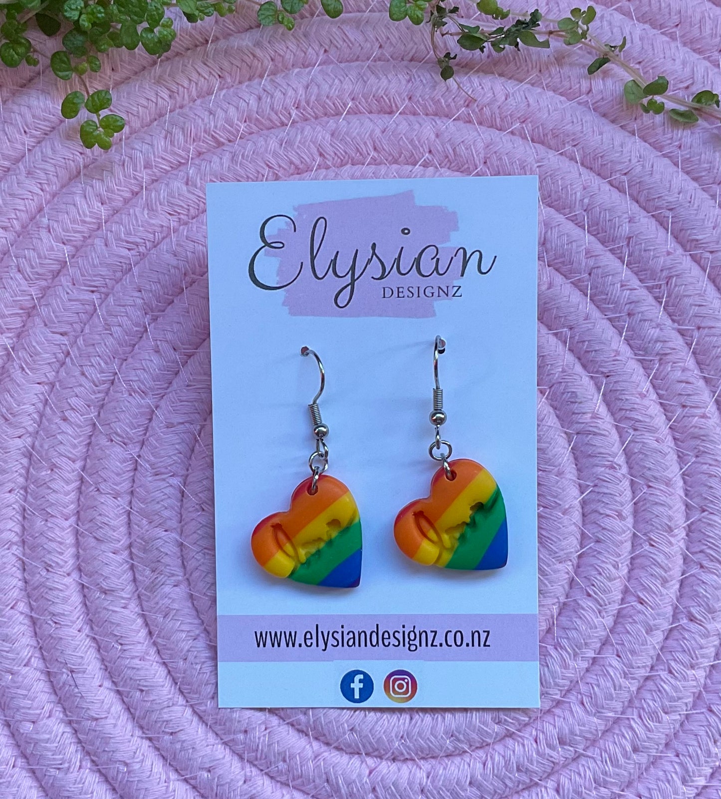 Rainbow Love Hearts - NZ Polymer Clay Earrings
