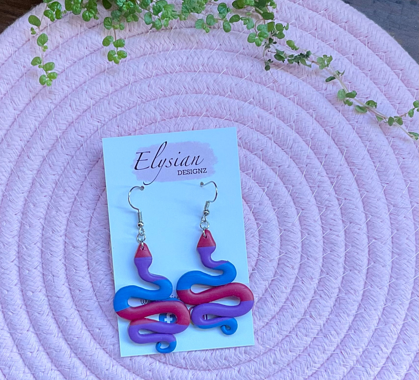 Rainbow Snake Danglies - NZ Polymer Clay Earrings