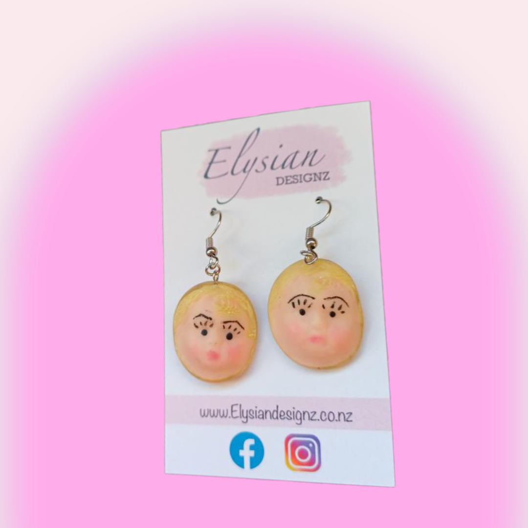 Doll Head Danglies- NZ Polymer Clay Earrings
