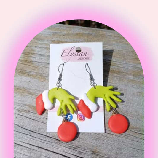 Santa Grinch Danglies – NZ Polymer Clay Earrings