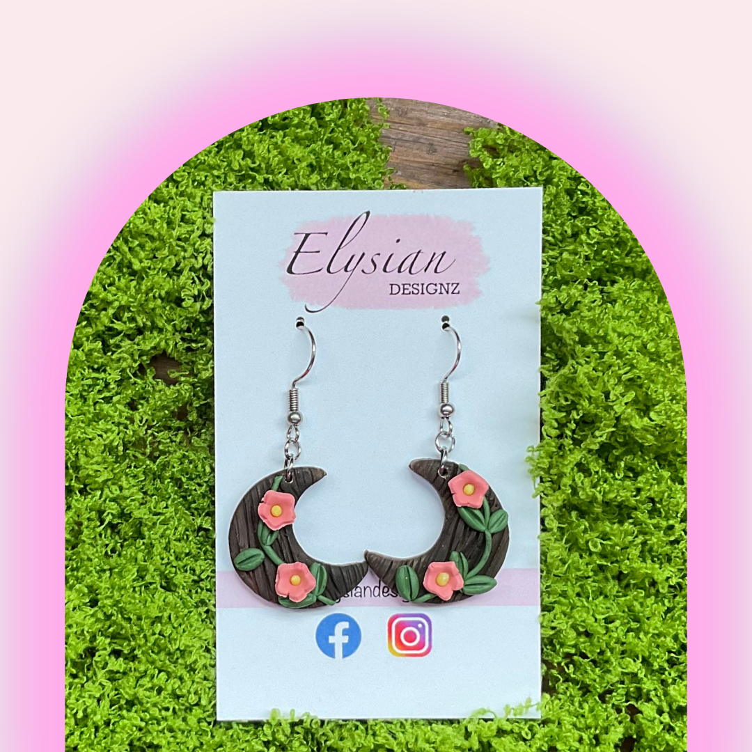 Forest Moons - NZ Polymer Clay Earrings