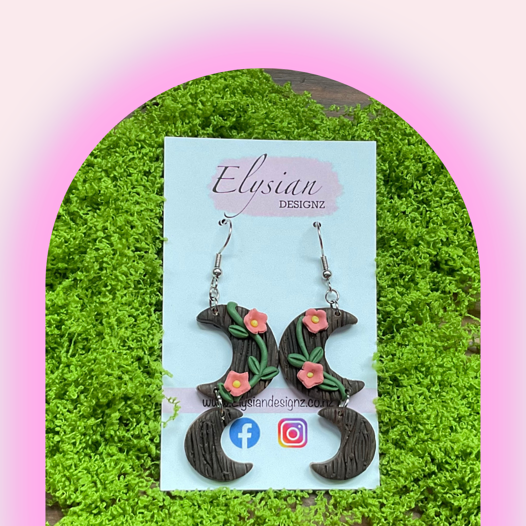 Forest Moons - NZ Polymer Clay Earrings