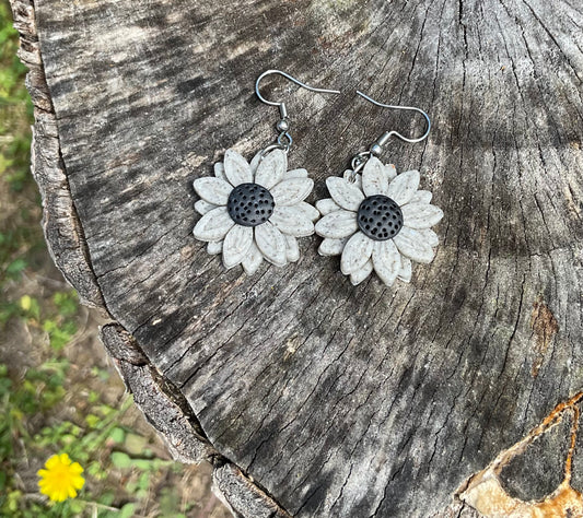 Granite Daisies – Polymer Clay Earrings NZ