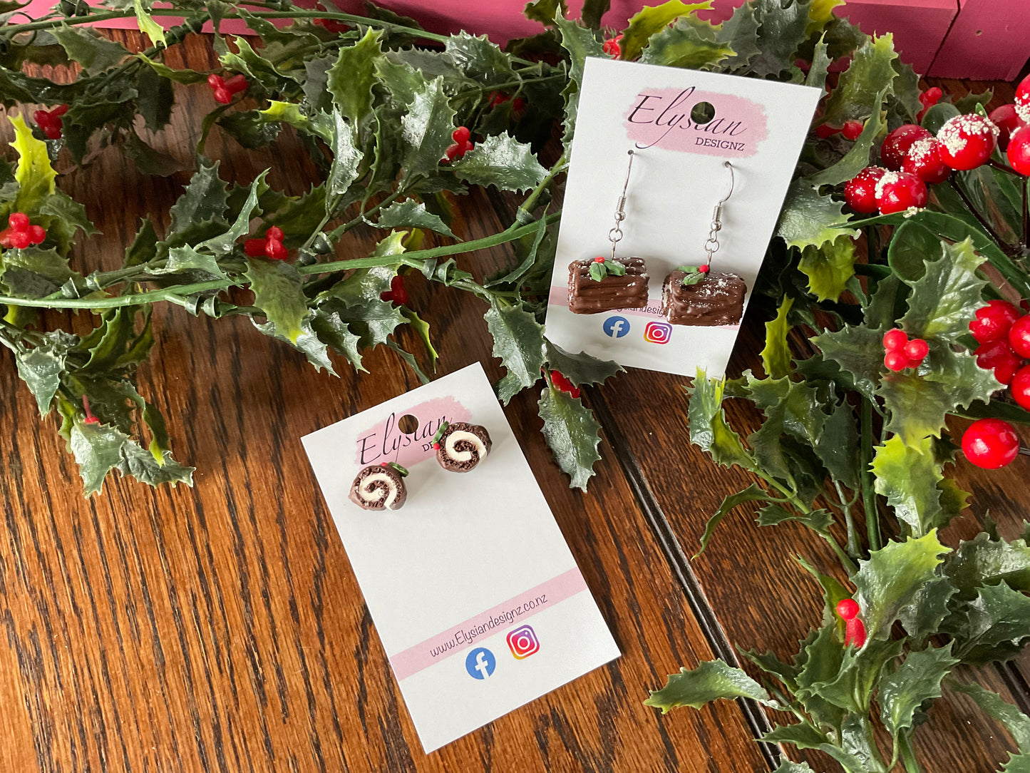 Chocolate Logs – NZ Polymer Clay Earrings