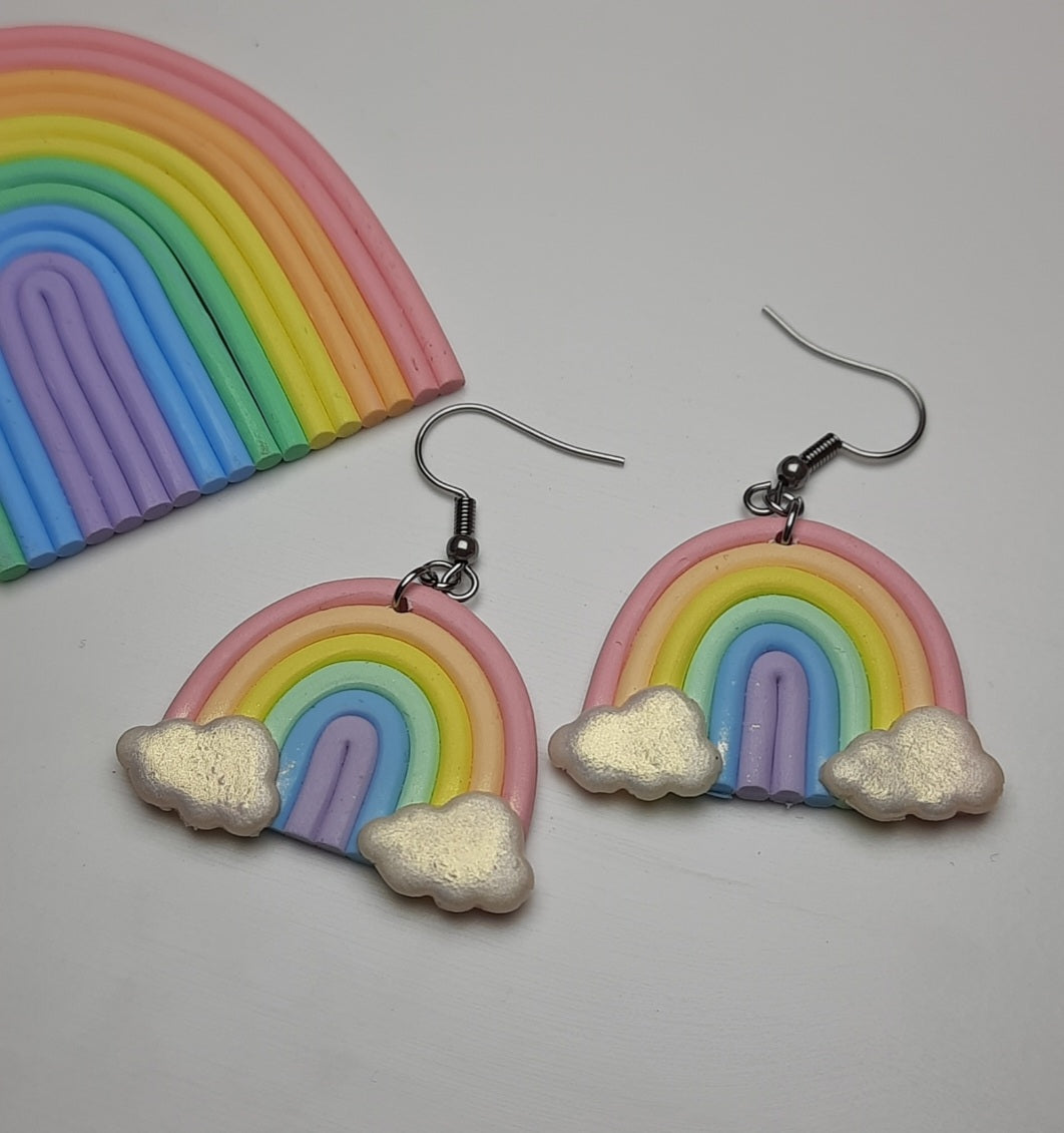 Rainbow Danglies - NZ Polymer Clay Earrings