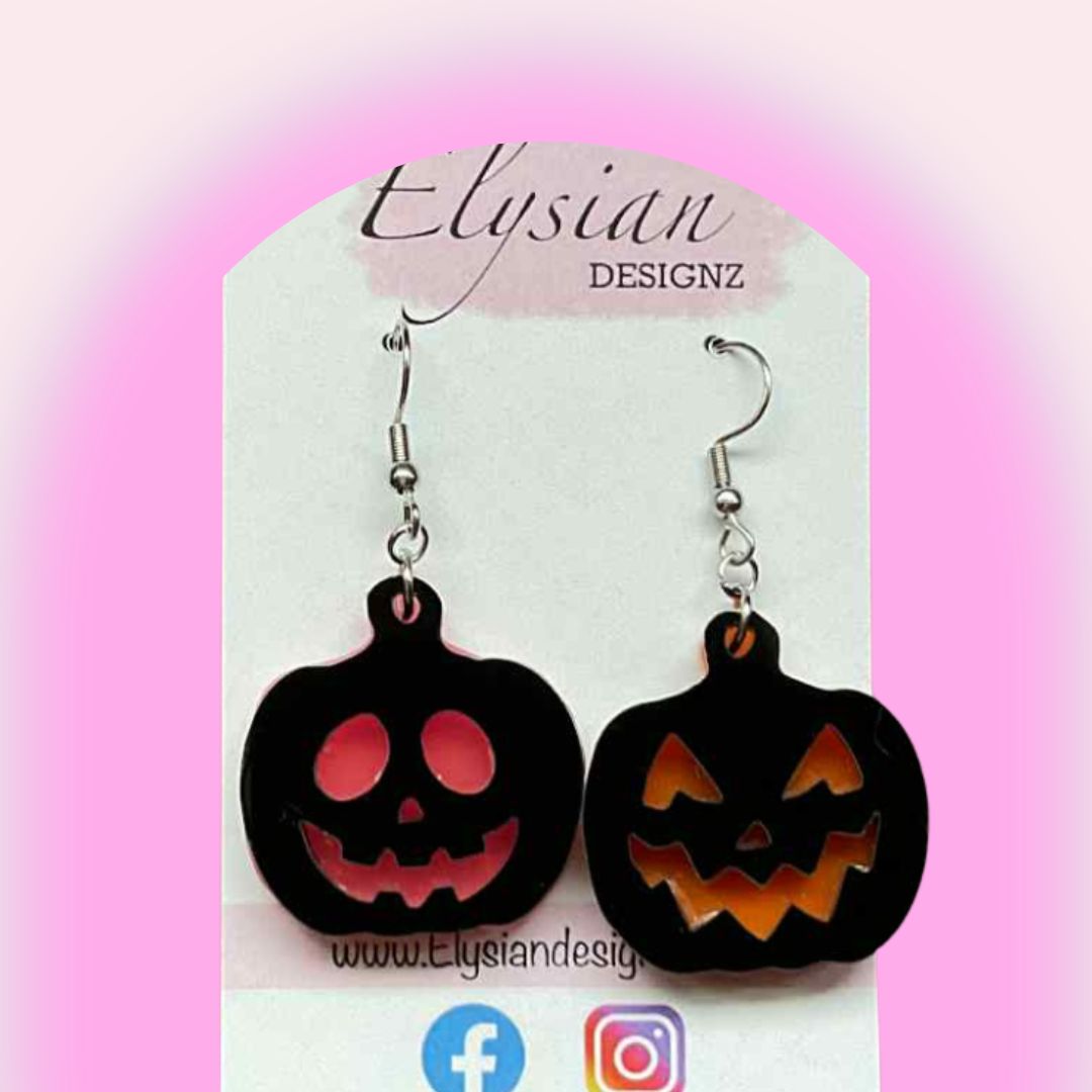 Pumpkin Glow Danglies – NZ Made Acrylic Earrings