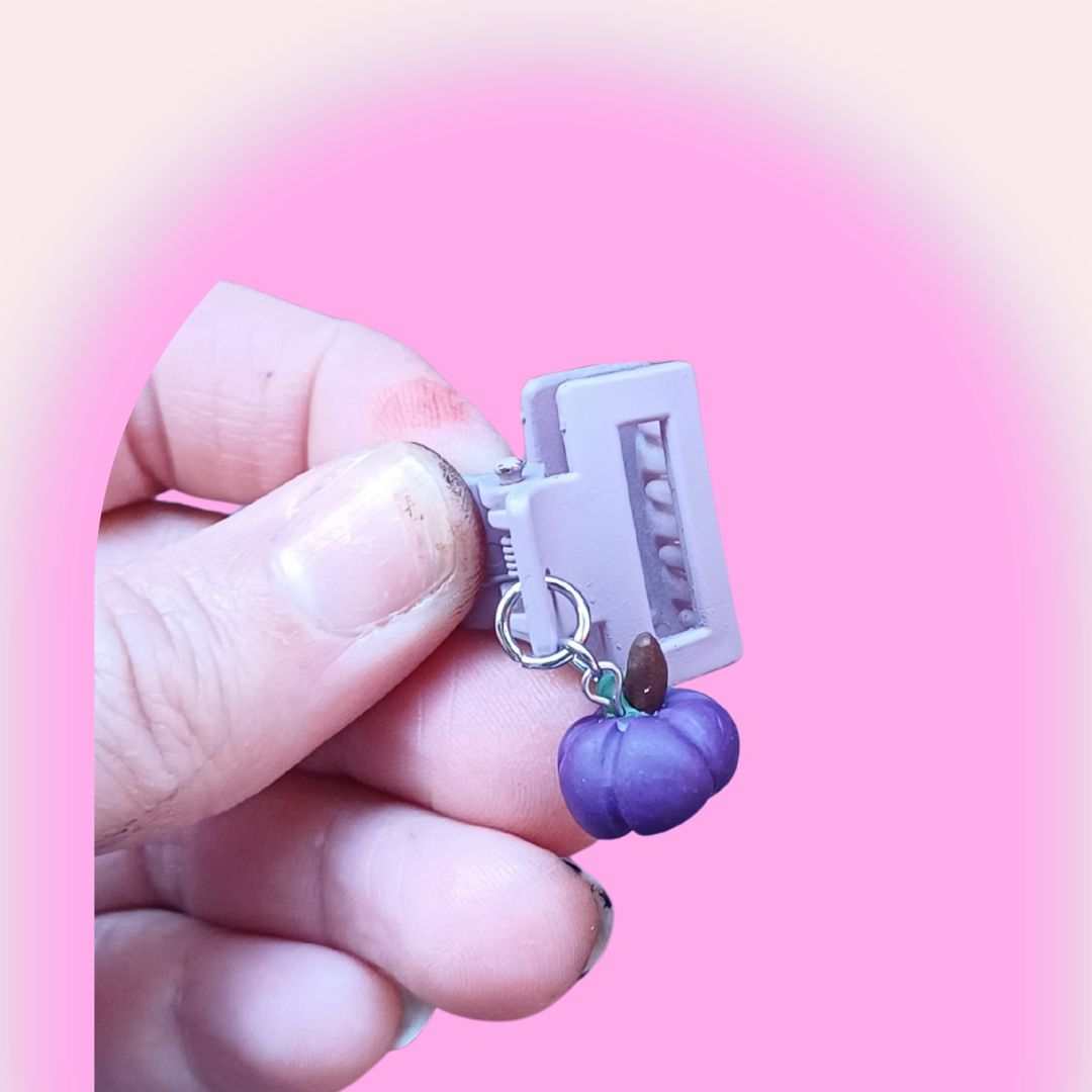 Pumpkin Hair Clip set of 2 - Dark Purple