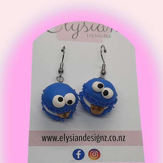Cookie Monster Macarons – NZ Polymer Clay Earrings