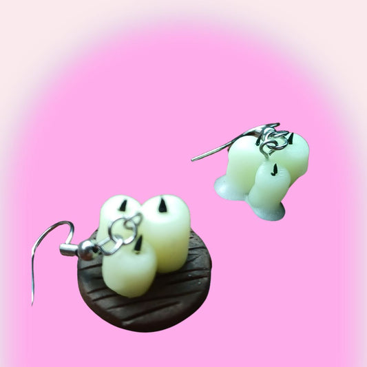 Gothic Glow-In-The-Dark Candle Danglies- NZ Polymer Clay Earrings