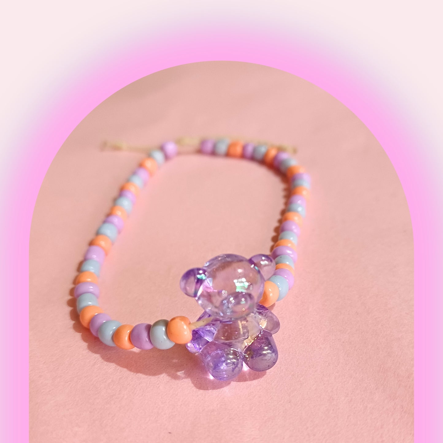 Pastel Beaded Bracelet - Lilac Teddy