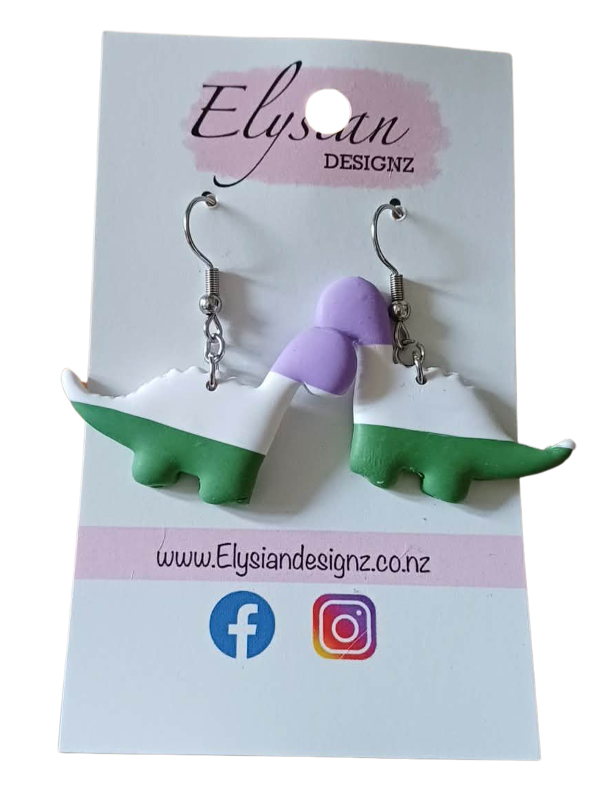 Genderqueer Dinobaby Dangle Earrings | Handmade Polymer Clay NZ
