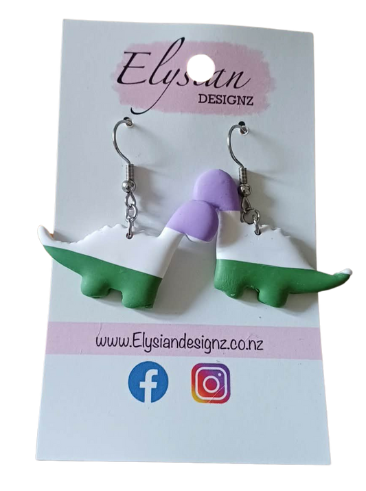 Genderqueer Dinobaby Dangle Earrings | Handmade Polymer Clay NZ