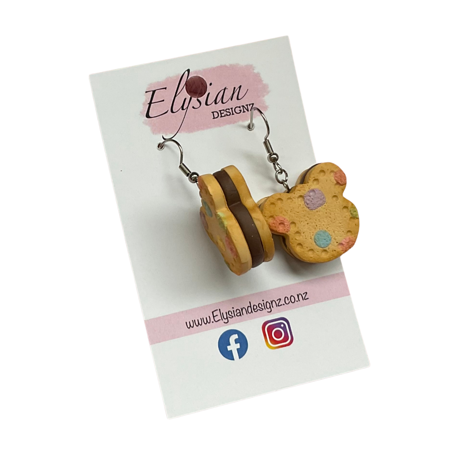 Teddy Bear Cookie Dangle Earrings | Handmade Polymer Clay