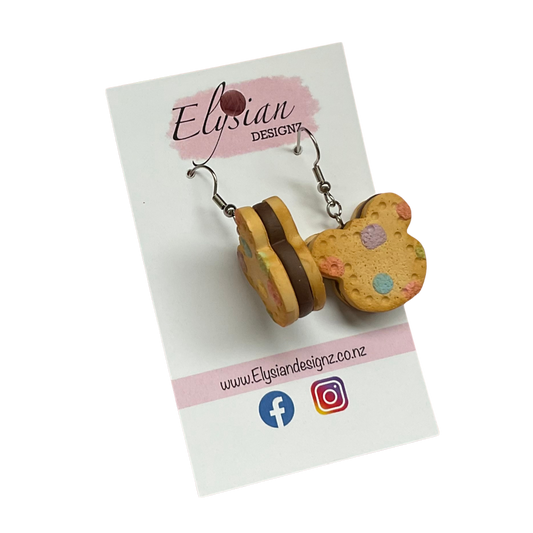 Teddy Bear Cookie Dangle Earrings | Handmade Polymer Clay