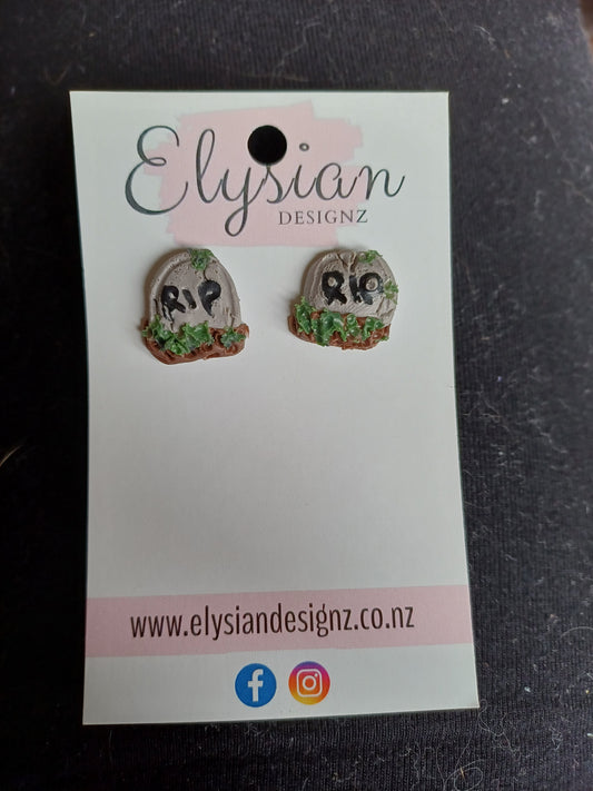 RIP Gravestone Danglies – NZ Polymer Clay Earrings