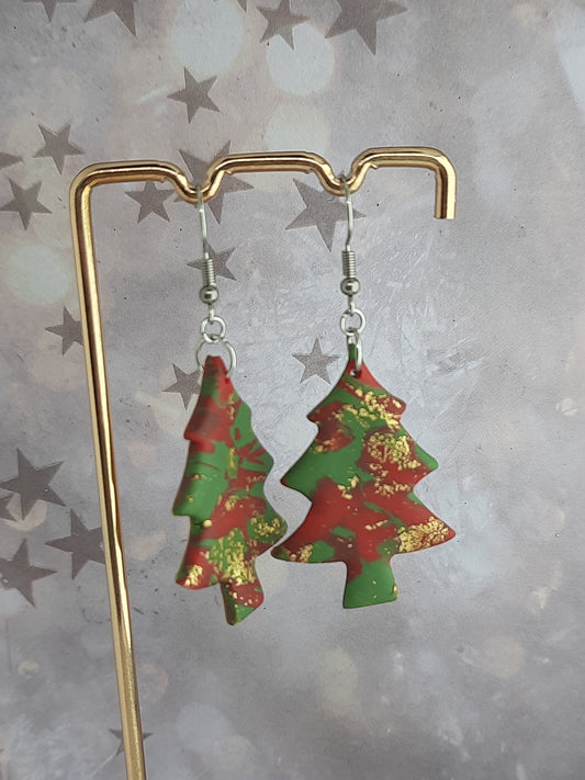 Green/Red/Gold Christmas Earrings