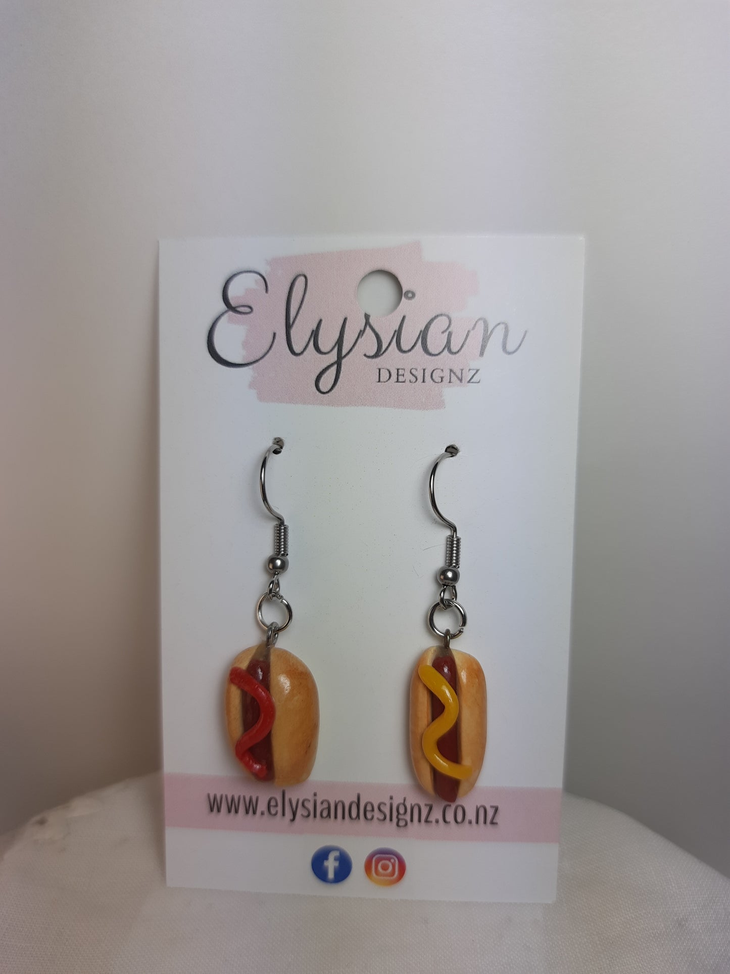 Hot Dog Dangle Earrings | Handmade Polymer Clay NZ
