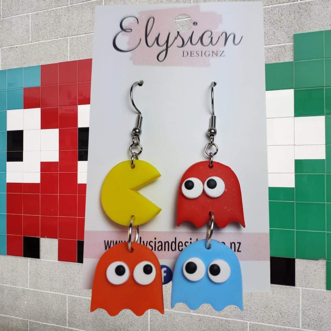 Pacman Earrings – NZ Polymer Clay Earrings