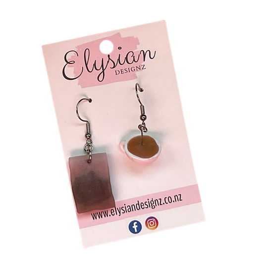 Tea Bag Dangle Earrings | Handmade Polymer Clay NZ