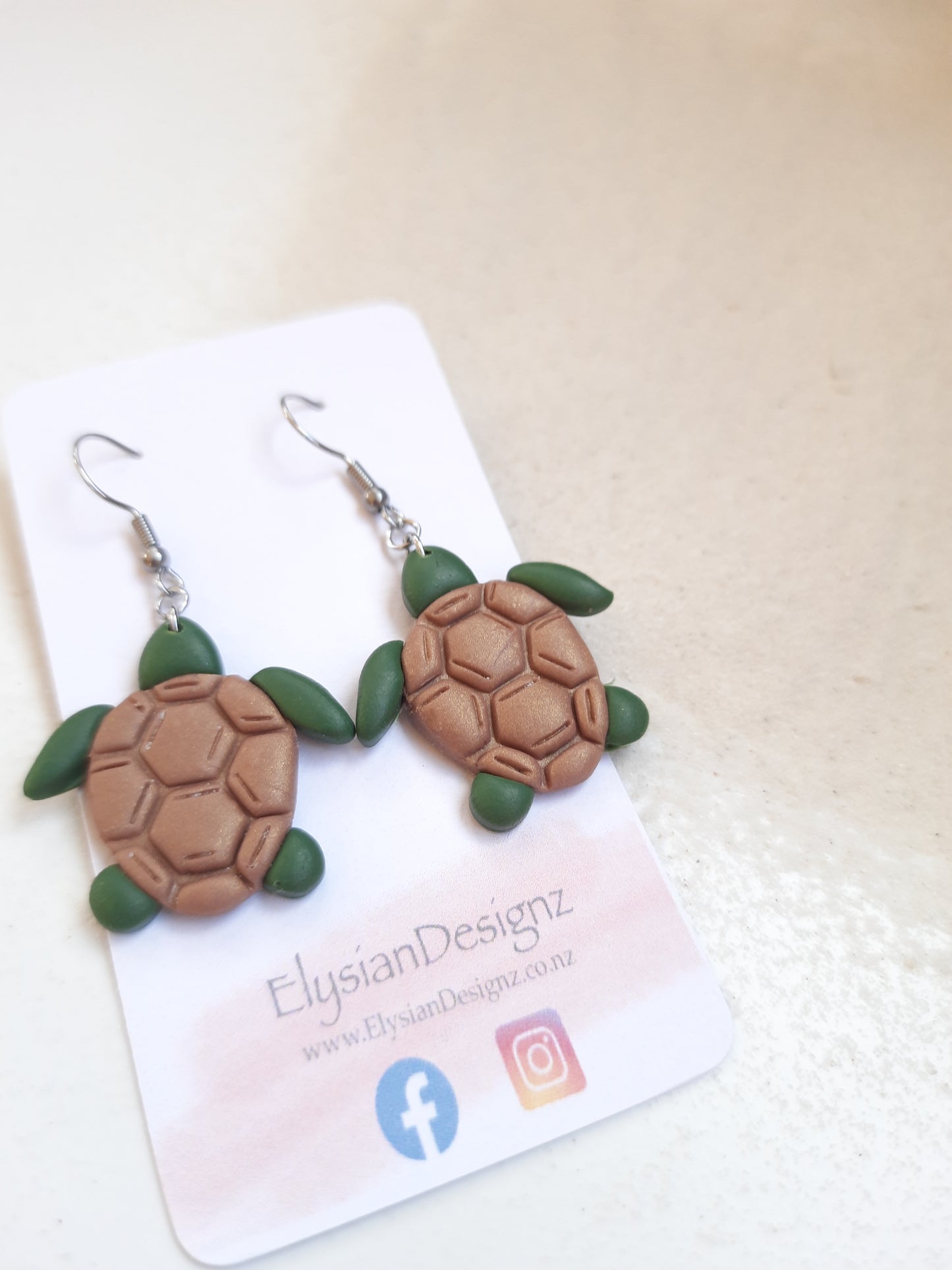 Turtle Danglies – NZ Polymer Clay Earrings