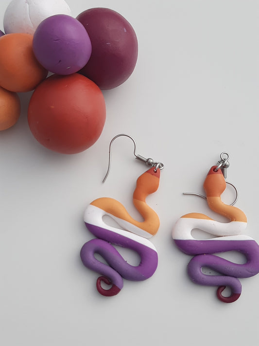 Lesbian Snake Danglies - NZ Polymer Clay Earrings