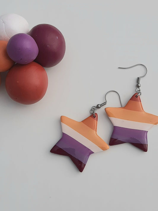 Lesbian Star Danglies - NZ Polymer Clay Earrings