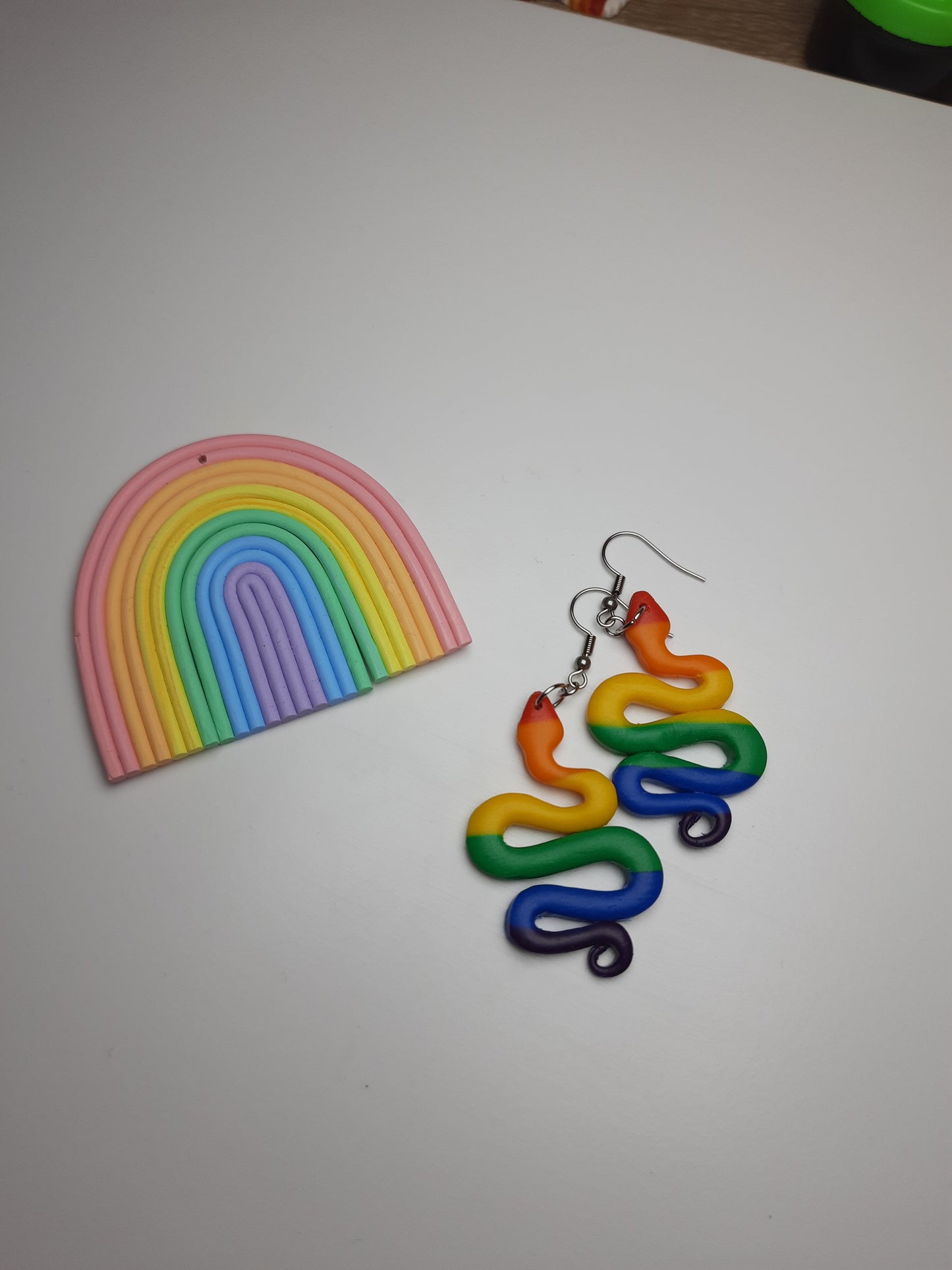 Rainbow Snake Danglies - NZ Polymer Clay Earrings