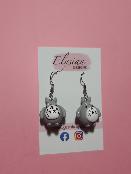 King Totoro Danglies – NZ Polymer Clay Earrings