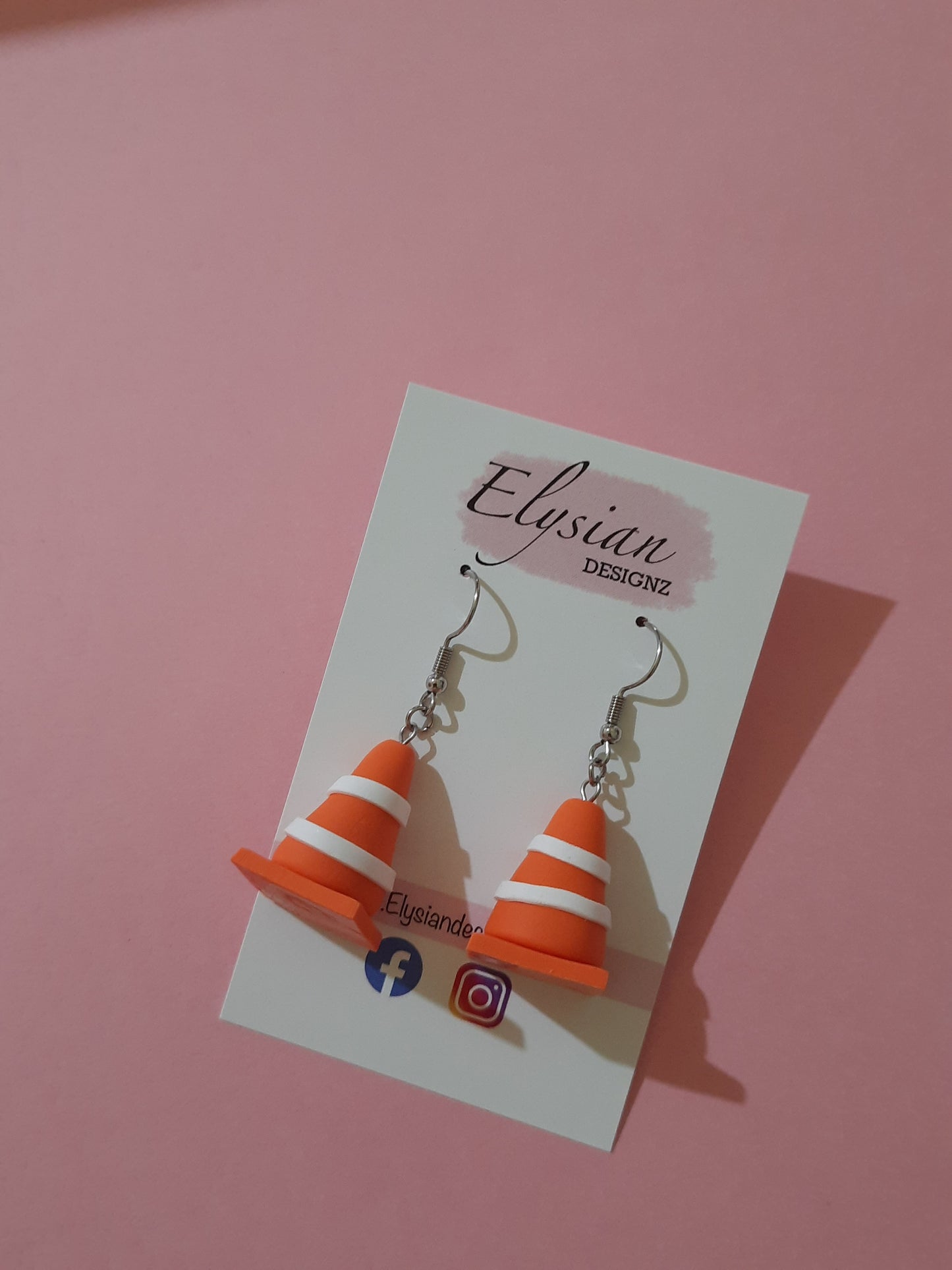 Road Cone Danglies – NZ Polymer Clay Earrings