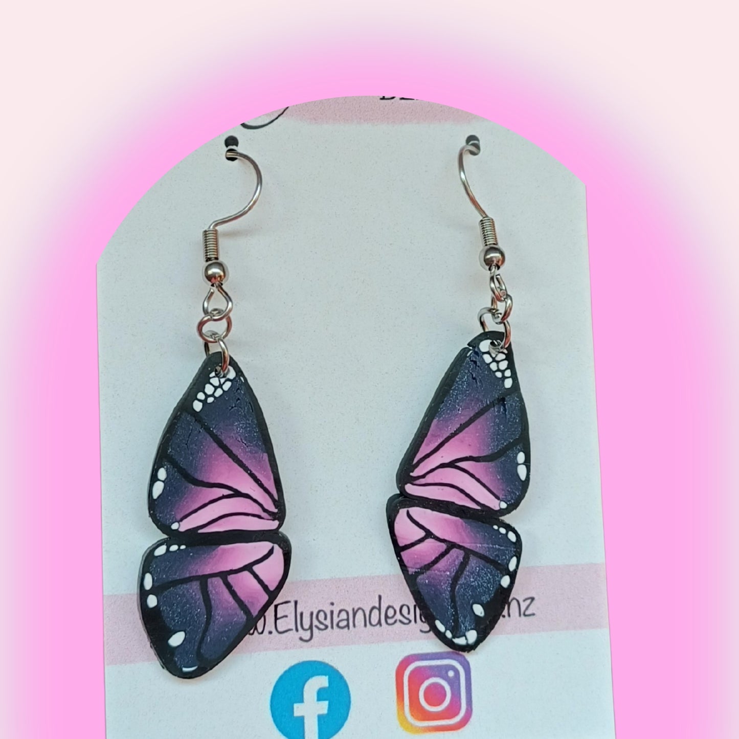 Marcelina Butterfly Danglies – NZ Polymer Clay Earrings