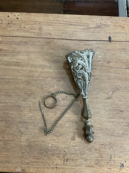 Vintage Ornate Tussie Mussie Posy Bouquet Holder with Chain & Pin