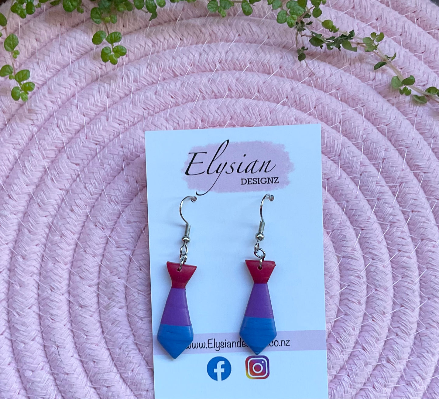 Bisexual Ties - NZ Polymer Clay Earrings