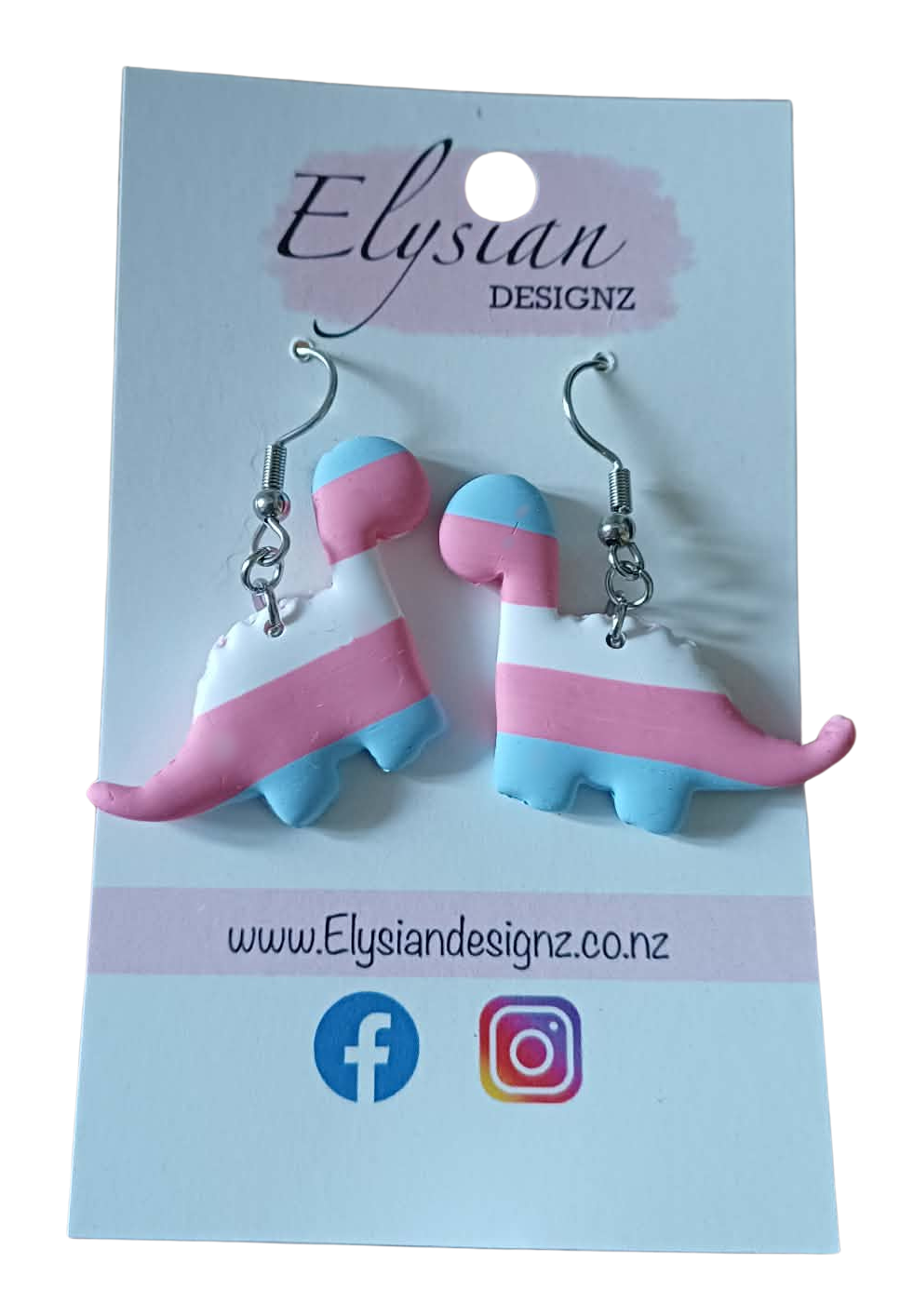 Trans Dinobaby Dangle Earrings | Handmade Polymer Clay NZ