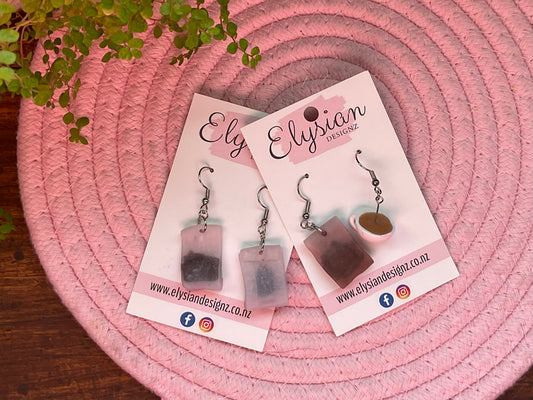 Tea Bag Dangle Earrings | Handmade Polymer Clay NZ