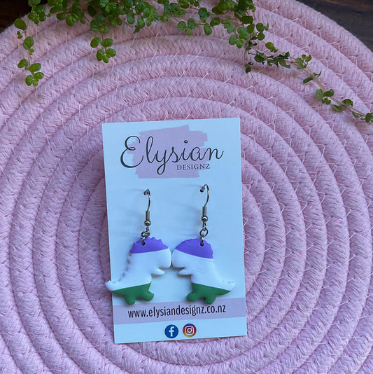 Genderqueer Dinobabies 1 - NZ Polymer Clay Earrings