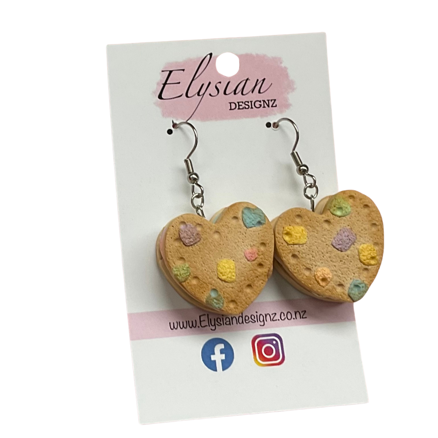 Sweetheart Cookie Dangle Earrings | Handmade Polymer Clay