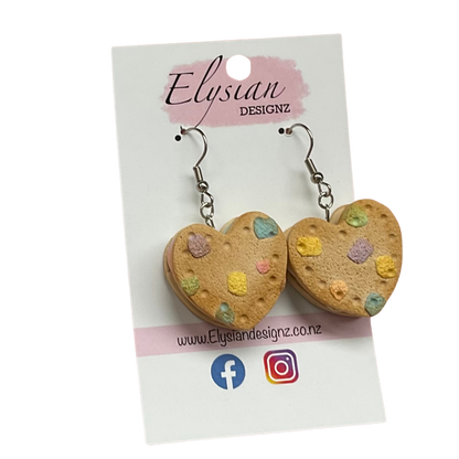 Sweetheart Cookie Dangle Earrings | Handmade Polymer Clay