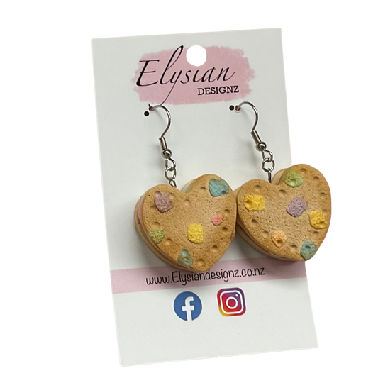 Sweetheart Cookie Dangle Earrings | Handmade Polymer Clay