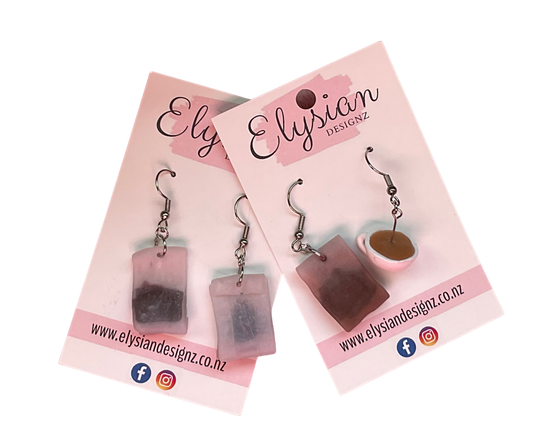 Tea Bag Dangle Earrings | Handmade Polymer Clay NZ