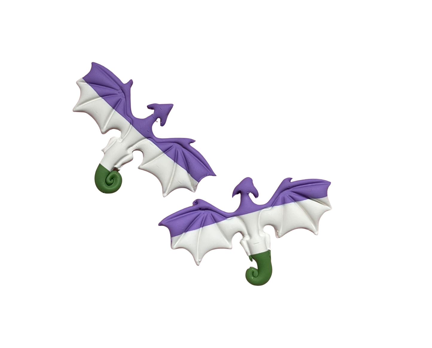 Genderqueer Dragon Dangle Earrings | Handmade Polymer Clay NZ