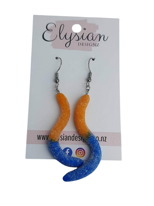 Sour Worm Dangle Earrings | Handmade Polymer Clay NZ