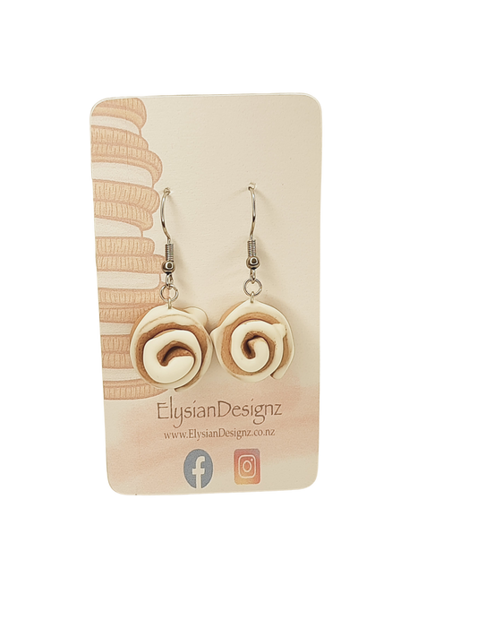Cinnamon Scroll Dangle Earrings | Handmade Polymer Clay NZ