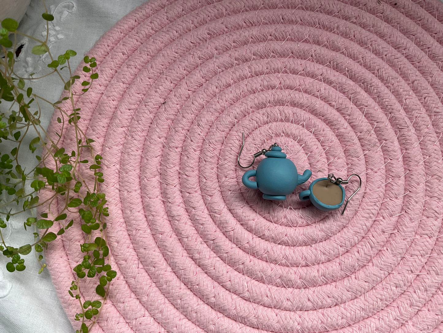 Tea Pot and Cup Danglies – NZ Polymer Clay Earrings